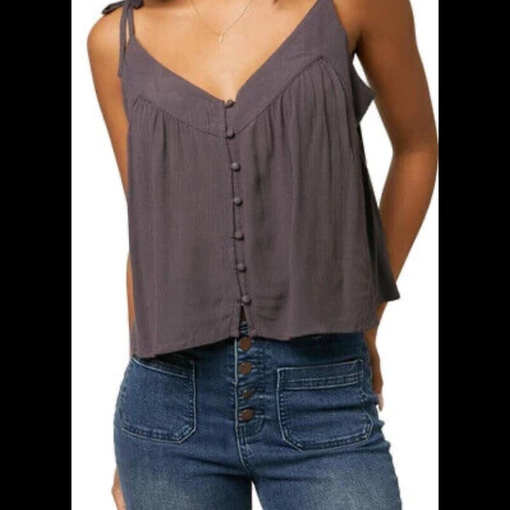 Women's Gray Button-Front Top